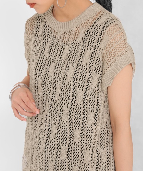 osharewalker(オシャレウォーカー)の「【廃盤】『オリジナル柄透かし編みニットベスト』(ベスト・レディース・ネイビー/ライトベージュ・FREE)」の11枚目の写真