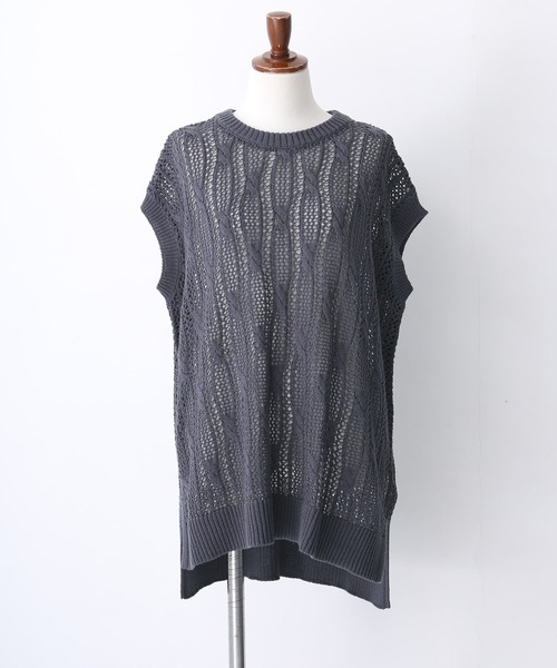 osharewalker(オシャレウォーカー)の「【廃盤】『オリジナル柄透かし編みニットベスト』(ベスト・レディース・ネイビー/ライトベージュ・FREE)」の16枚目の写真