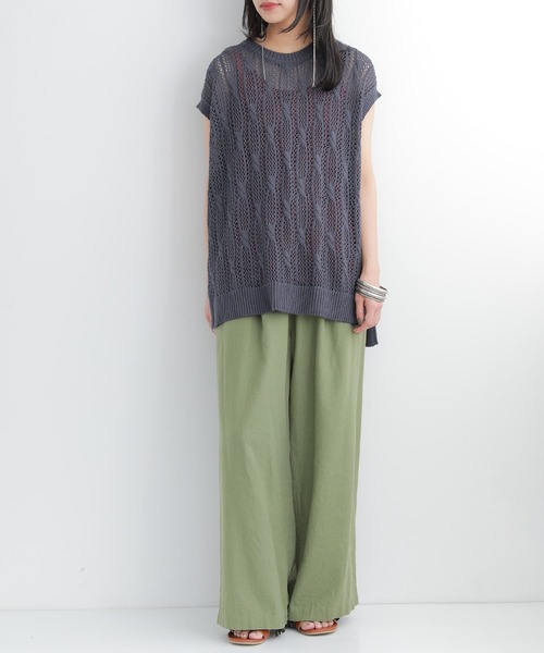 osharewalker(オシャレウォーカー)の「【廃盤】『オリジナル柄透かし編みニットベスト』(ベスト・レディース・ネイビー/ライトベージュ・FREE)」の4枚目の写真