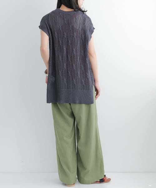 osharewalker(オシャレウォーカー)の「【廃盤】『オリジナル柄透かし編みニットベスト』(ベスト・レディース・ネイビー/ライトベージュ・FREE)」の6枚目の写真