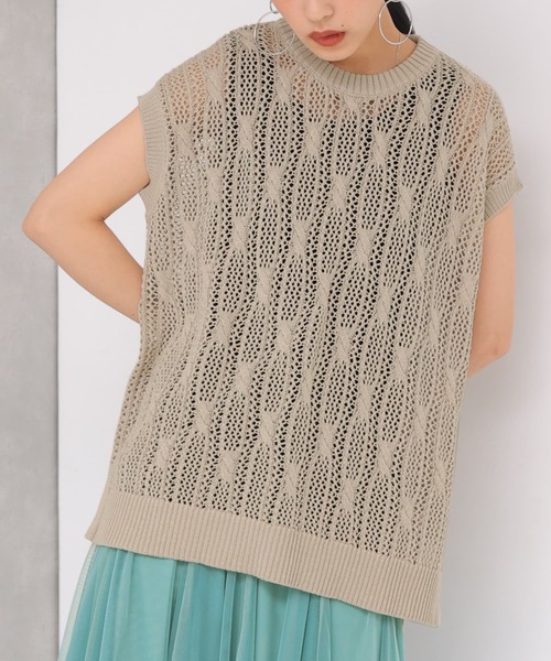 osharewalker(オシャレウォーカー)の「【廃盤】『オリジナル柄透かし編みニットベスト』(ベスト・レディース・ネイビー/ライトベージュ・FREE)」の8枚目の写真