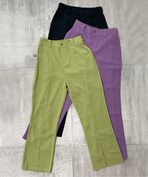 LVEU.(ラブユ.)の「【ZOZOTOWN限定】Center slit color slacks / センタースリットカラースラックス(スラックス・レディース・ブラック/パープル/ライトグリーン・FREE)」の3枚目の写真