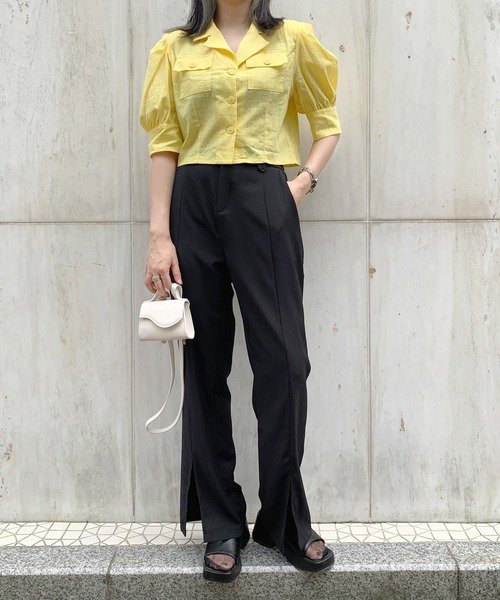 LVEU.(ラブユ.)の「【ZOZOTOWN限定】Center slit color slacks / センタースリットカラースラックス(スラックス・レディース・ブラック/パープル/ライトグリーン・FREE)」の5枚目の写真