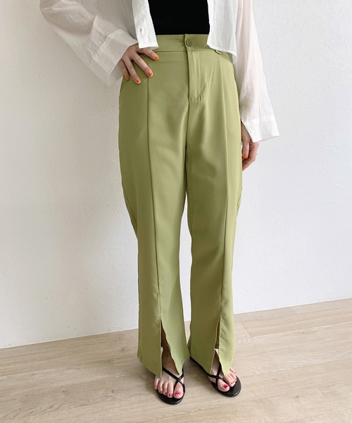 LVEU.(ラブユ.)の「【ZOZOTOWN限定】Center slit color slacks / センタースリットカラースラックス(スラックス・レディース・ブラック/パープル/ライトグリーン・FREE)」の12枚目の写真