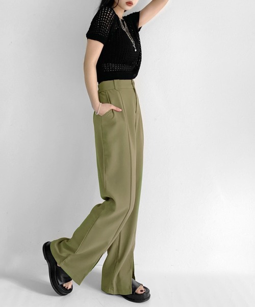 LVEU.(ラブユ.)の「【ZOZOTOWN限定】Center slit color slacks / センタースリットカラースラックス(スラックス・レディース・ブラック/パープル/ライトグリーン・FREE)」の8枚目の写真