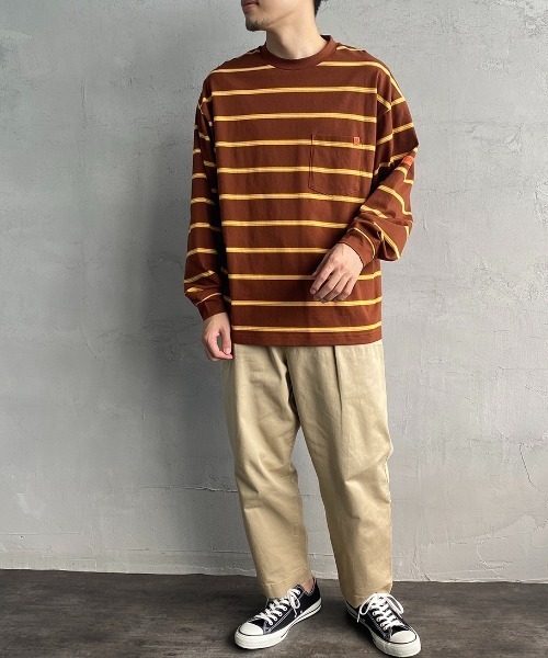 UNIVERSAL OVERALL（ユニバーサルオーバーオール）の「【FINEBOYS 11月号掲載】[UNIVERSAL OVERALL/ユニバーサルオーバーオール] 別注 ロングスリーブポケットTシャツ（Tシャツ/カットソー・レディース・ホワイト/ブラック/ブラウン/グリーン/グリーン系・S/M/L）」の10枚目の写真