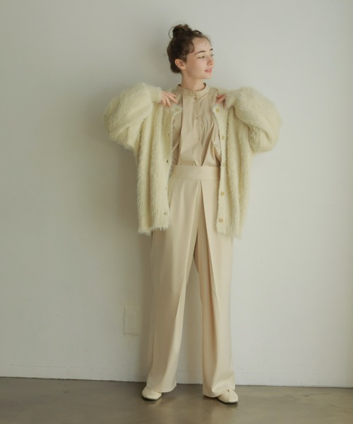 onetome(ワントゥーミー)の「シャギーニットカーディガン(カーディガン/ボレロ・レディース・ホワイト/ピンク/ライトグリーン・FREE)」の4枚目の写真