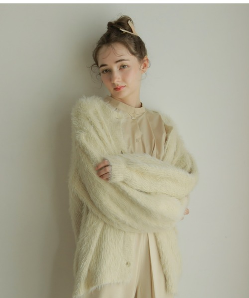 onetome(ワントゥーミー)の「シャギーニットカーディガン(カーディガン/ボレロ・レディース・ホワイト/ピンク/ライトグリーン・FREE)」の8枚目の写真