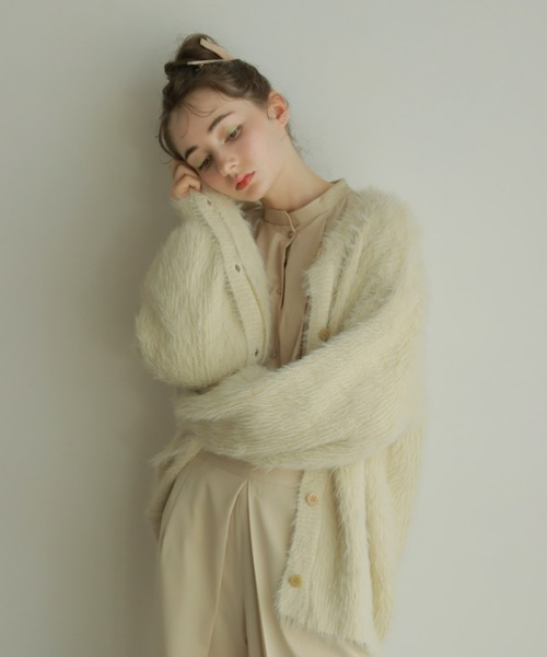 onetome(ワントゥーミー)の「シャギーニットカーディガン(カーディガン/ボレロ・レディース・ホワイト/ピンク/ライトグリーン・FREE)」の9枚目の写真