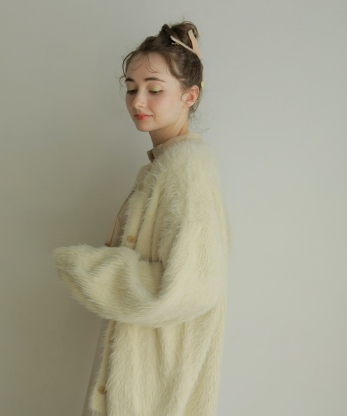 onetome(ワントゥーミー)の「シャギーニットカーディガン(カーディガン/ボレロ・レディース・ホワイト/ピンク/ライトグリーン・FREE)」の10枚目の写真