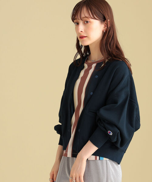 Ray BEAMS(レイビームス)の「Champion × Ray BEAMS / 別注 リバースウィーブ カーディガン(カーディガン/ボレロ・レディース・ライトグレー/ブラック/ネイビー・MEDIUM)」の9枚目の写真