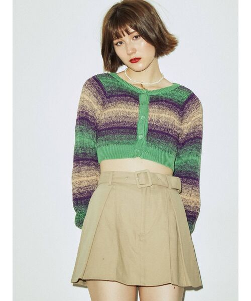 jouetie(ジュエティ)の「グラデーションパワショルカーデ【2WAY】(カーディガン/ボレロ・レディース・ブルー/グリーン/イエロー/ピンク・MEDIUM)」の2枚目の写真