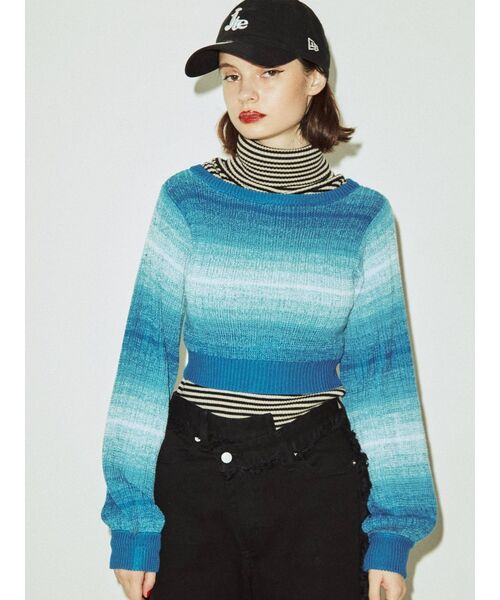 jouetie(ジュエティ)の「グラデーションパワショルカーデ【2WAY】(カーディガン/ボレロ・レディース・ブルー/グリーン/イエロー/ピンク・MEDIUM)」の5枚目の写真