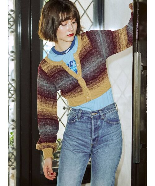 jouetie(ジュエティ)の「グラデーションパワショルカーデ【2WAY】(カーディガン/ボレロ・レディース・ブルー/グリーン/イエロー/ピンク・MEDIUM)」の16枚目の写真