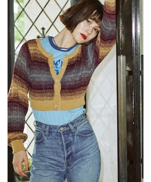 jouetie(ジュエティ)の「グラデーションパワショルカーデ【2WAY】(カーディガン/ボレロ・レディース・ブルー/グリーン/イエロー/ピンク・MEDIUM)」の17枚目の写真