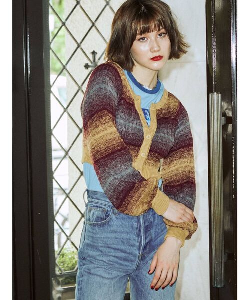 jouetie(ジュエティ)の「グラデーションパワショルカーデ【2WAY】(カーディガン/ボレロ・レディース・ブルー/グリーン/イエロー/ピンク・MEDIUM)」の18枚目の写真