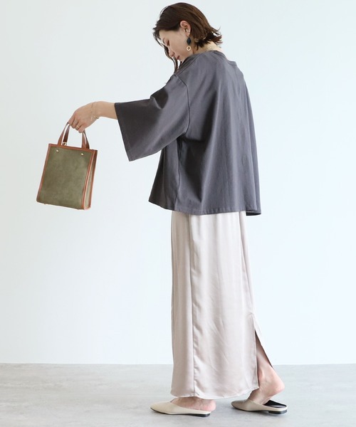 reca(レカ)の「9分袖ワイドプルオーバー(Tシャツ/カットソー・レディース・チャコールグレー/オフホワイト/グレイッシュベージュ・FREE)」の9枚目の写真