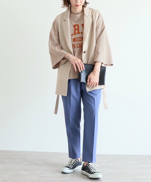 reca(レカ)の「9分袖ワイドプルオーバー(Tシャツ/カットソー・レディース・チャコールグレー/オフホワイト/グレイッシュベージュ・FREE)」の16枚目の写真