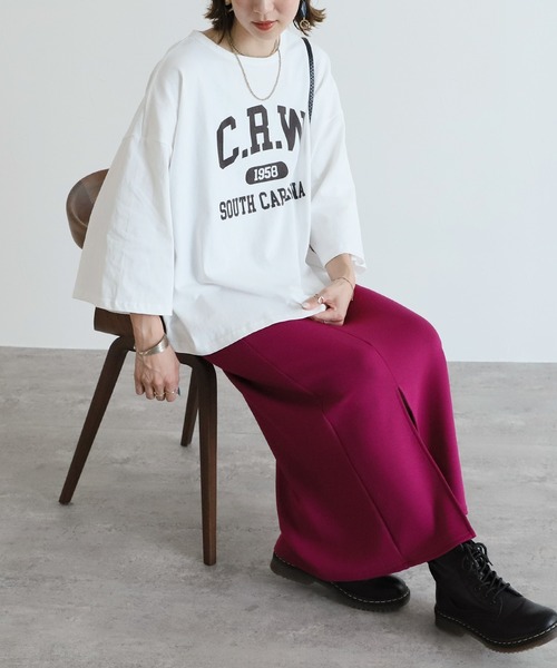 reca(レカ)の「9分袖ワイドプルオーバー(Tシャツ/カットソー・レディース・チャコールグレー/オフホワイト/グレイッシュベージュ・FREE)」の20枚目の写真