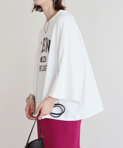 reca(レカ)の「9分袖ワイドプルオーバー(Tシャツ/カットソー・レディース・チャコールグレー/オフホワイト/グレイッシュベージュ・FREE)」の19枚目の写真