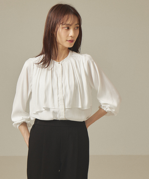 abahouse mavie（アバハウスマヴィ）の「ツイルシャンブレーブラウス（シャツ/ブラウス・レディース・グレイッシュベージュ/ネイビー/オレンジ系その他/ホワイト・フリー）」の2枚目の写真