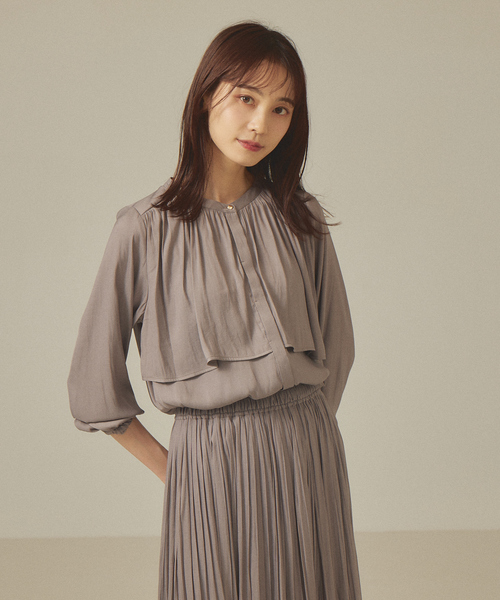 abahouse mavie（アバハウスマヴィ）の「ツイルシャンブレーブラウス（シャツ/ブラウス・レディース・グレイッシュベージュ/ネイビー/オレンジ系その他/ホワイト・フリー）」の3枚目の写真