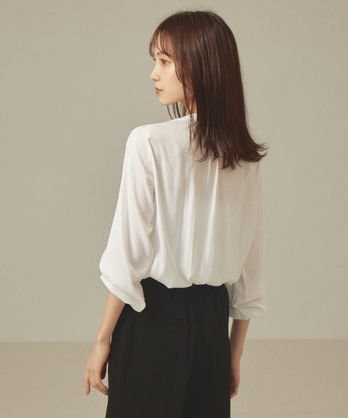 abahouse mavie（アバハウスマヴィ）の「ツイルシャンブレーブラウス（シャツ/ブラウス・レディース・グレイッシュベージュ/ネイビー/オレンジ系その他/ホワイト・フリー）」の9枚目の写真