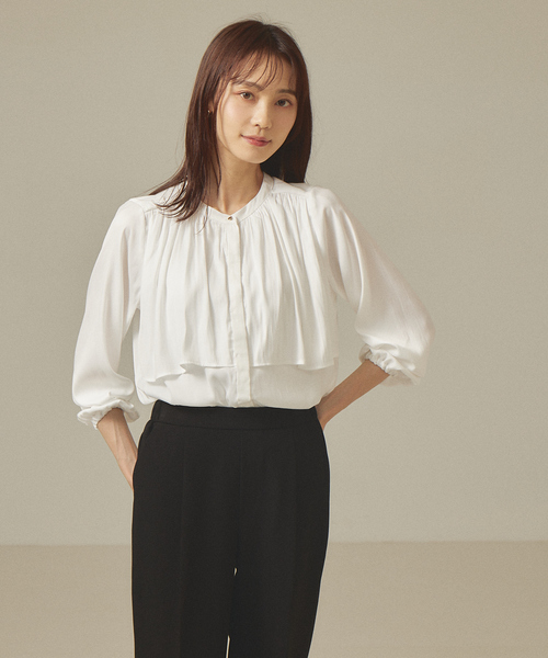 abahouse mavie（アバハウスマヴィ）の「ツイルシャンブレーブラウス（シャツ/ブラウス・レディース・グレイッシュベージュ/ネイビー/オレンジ系その他/ホワイト・フリー）」の10枚目の写真