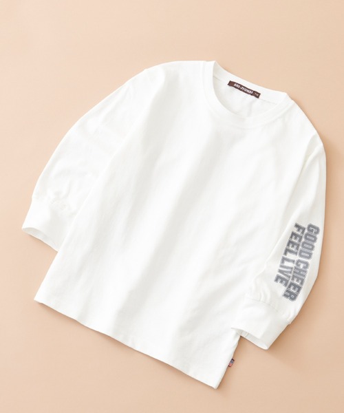SHI-JYOMAN(シジョマン)の「SHI-JYOMAN / シジョマン ちょいBIGシルエット 無地 ロンT キッズ(Tシャツ/カットソー・キッズ・グレー系2/ホワイト系1/ブラック系1/ネイビー/サックスブルー/ブラック系/チャコール/杢グレー/ブラック/ネイビー系/グレー系1/ホワイト系/オフホワイト/ダークグリーン/グリーン系/ブラウン/ベージュ系/ピンク系/ベージュ/グレー系・110/150/140/130/160/120)」の4枚目の写真
