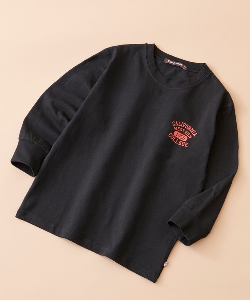 SHI-JYOMAN(シジョマン)の「SHI-JYOMAN / シジョマン ちょいBIGシルエット 無地 ロンT キッズ(Tシャツ/カットソー・キッズ・グレー系2/ホワイト系1/ブラック系1/ネイビー/サックスブルー/ブラック系/チャコール/杢グレー/ブラック/ネイビー系/グレー系1/ホワイト系/オフホワイト/ダークグリーン/グリーン系/ブラウン/ベージュ系/ピンク系/ベージュ/グレー系・110/150/140/130/160/120)」の6枚目の写真