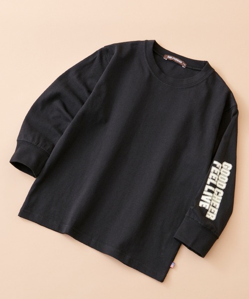 SHI-JYOMAN(シジョマン)の「SHI-JYOMAN / シジョマン ちょいBIGシルエット 無地 ロンT キッズ(Tシャツ/カットソー・キッズ・グレー系2/ホワイト系1/ブラック系1/ネイビー/サックスブルー/ブラック系/チャコール/杢グレー/ブラック/ネイビー系/グレー系1/ホワイト系/オフホワイト/ダークグリーン/グリーン系/ブラウン/ベージュ系/ピンク系/ベージュ/グレー系・110/150/140/130/160/120)」の7枚目の写真