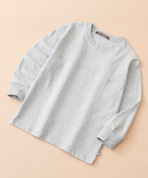 SHI-JYOMAN(シジョマン)の「SHI-JYOMAN / シジョマン ちょいBIGシルエット 無地 ロンT キッズ(Tシャツ/カットソー・キッズ・グレー系2/ホワイト系1/ブラック系1/ネイビー/サックスブルー/ブラック系/チャコール/杢グレー/ブラック/ネイビー系/グレー系1/ホワイト系/オフホワイト/ダークグリーン/グリーン系/ブラウン/ベージュ系/ピンク系/ベージュ/グレー系・110/150/140/130/160/120)」の8枚目の写真