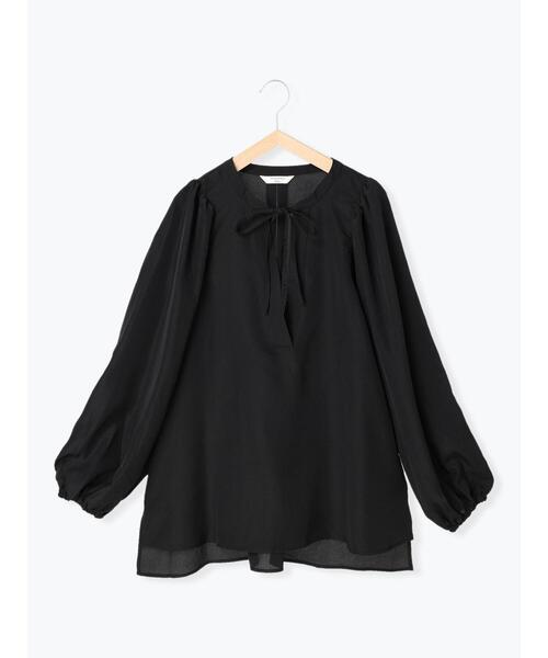 Samansa Mos2 blue(サマンサモスモスブルー)の「スキッパーブラウス(シャツ/ブラウス・レディース・ブラック/オレンジ/ライトベージュ・フリ-)」の2枚目の写真