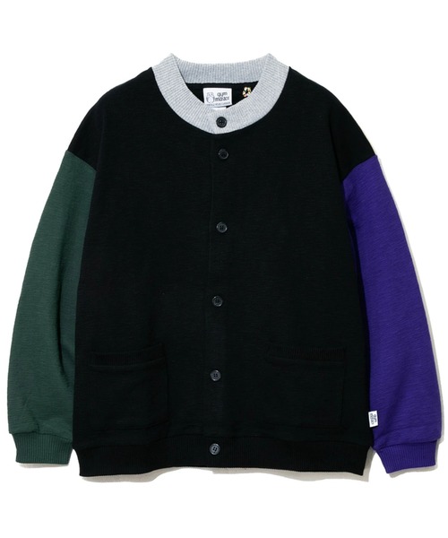 gym master ジムマスター 10.4ozブロックインレーボタンカーデ メンズ レディース カーディガン スタンドネック コットン 長袖 羽織り アウター G733631