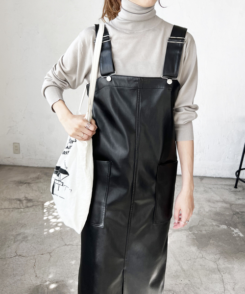 Spick & Span(スピックアンドスパン)の「フェイクレザーワンピース(ワンピース・レディース・ブラック・36/38)」の6枚目の写真