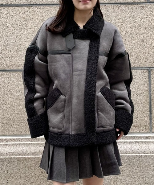 未使用級/L TATRAS ムートンジャケット GELO ボア　キルティング　黒 TATRAS - 【レディース】 IPAMA イパマ - BLACK / ボア フード