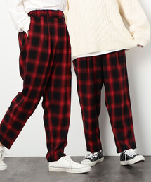 Purple&Yellow | オンブレーチェック タックテーパードパンツ(その他パンツ)