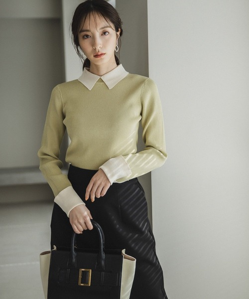 Andemiu(アンデミュウ)の「【WEB限定】エリハイショクニット179960(ニット/セーター・レディース・ブラック/ピンク/イエロー/ブルー・FREE)」の17枚目の写真