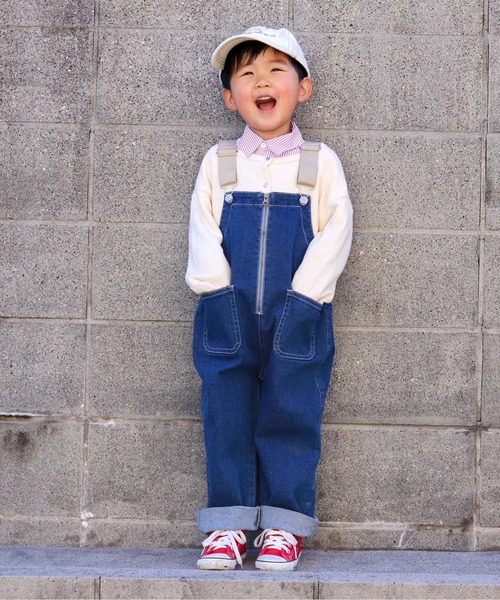 MAKE YOUR DAY（メイクユアデイ）の「ジップアップオーバーオール■80～140cm（サロペット/オーバーオール・キッズ・ブルー/キャメル/チェック/ブラック・100/140/110/130/120/90/80）」の3枚目の写真