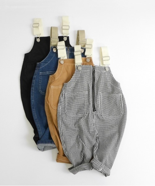 MAKE YOUR DAY（メイクユアデイ）の「ジップアップオーバーオール■80～140cm（サロペット/オーバーオール・キッズ・ブルー/キャメル/チェック/ブラック・100/140/110/130/120/90/80）」の5枚目の写真