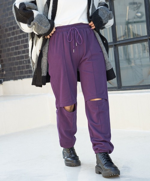 PBLIM(ページボーイリム)の「PAGEBOYLIM/デザインスウェットパンツ(スウェットパンツ・レディース・ブラック/パープル/グレー・FREE)」の3枚目の写真