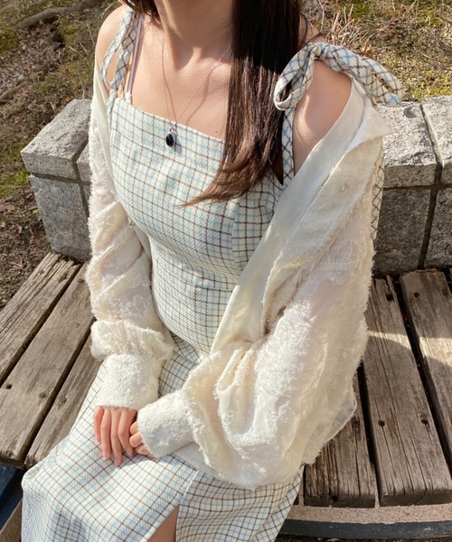 nemne store（ネンネストア）の「【低身長用サイズあり】スリット入りリボンキャミワンピース（ワンピース・レディース・ブルー/アイボリー/ブラック・SMALL/MEDIUM）」の12枚目の写真