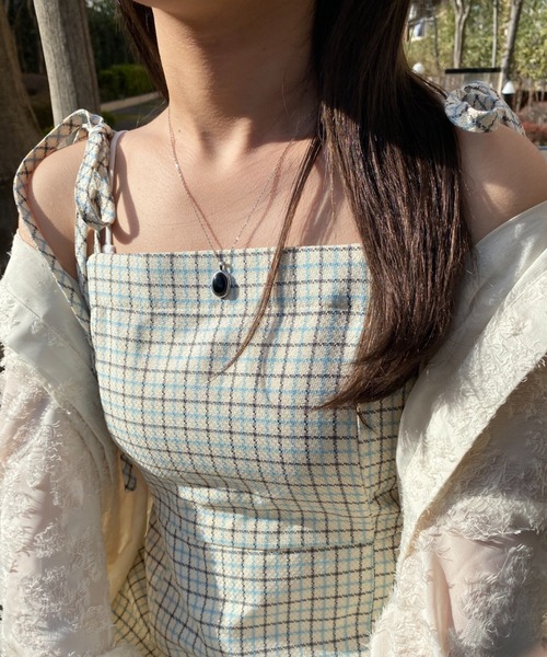 nemne store（ネンネストア）の「【低身長用サイズあり】スリット入りリボンキャミワンピース（ワンピース・レディース・ブルー/アイボリー/ブラック・SMALL/MEDIUM）」の16枚目の写真