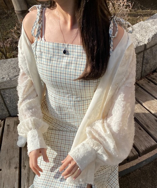 nemne store（ネンネストア）の「【低身長用サイズあり】スリット入りリボンキャミワンピース（ワンピース・レディース・ブルー/アイボリー/ブラック・SMALL/MEDIUM）」の21枚目の写真