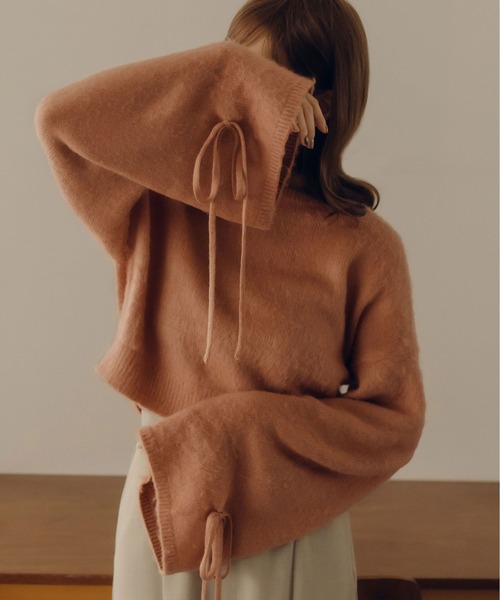 fupel（フぺル）の「2WAYフレアスリーブリボンニット（ニット/セーター・レディース・オレンジ/アイボリー・FREE）」の2枚目の写真