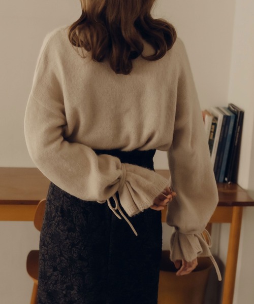 fupel（フぺル）の「2WAYフレアスリーブリボンニット（ニット/セーター・レディース・オレンジ/アイボリー・FREE）」の18枚目の写真