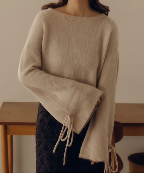 fupel（フぺル）の「2WAYフレアスリーブリボンニット（ニット/セーター・レディース・オレンジ/アイボリー・FREE）」の21枚目の写真