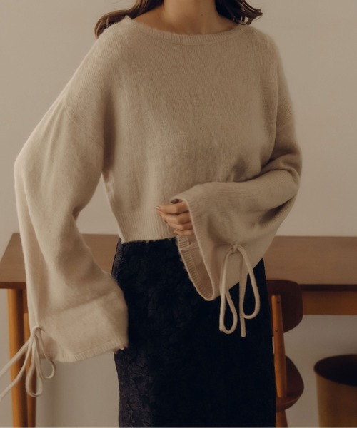 fupel（フぺル）の「2WAYフレアスリーブリボンニット（ニット/セーター・レディース・オレンジ/アイボリー・FREE）」の19枚目の写真