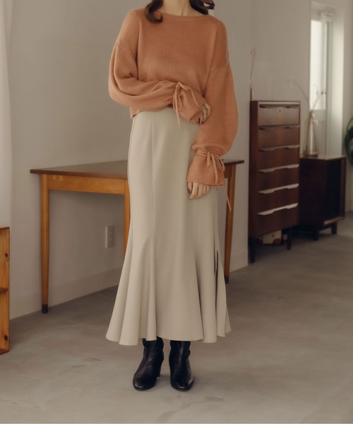 fupel（フぺル）の「2WAYフレアスリーブリボンニット（ニット/セーター・レディース・オレンジ/アイボリー・FREE）」の13枚目の写真
