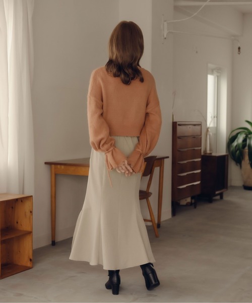 fupel（フぺル）の「2WAYフレアスリーブリボンニット（ニット/セーター・レディース・オレンジ/アイボリー・FREE）」の14枚目の写真